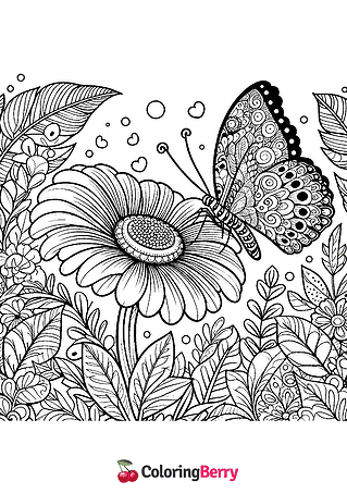 Butterfly on Flower Coloring Page