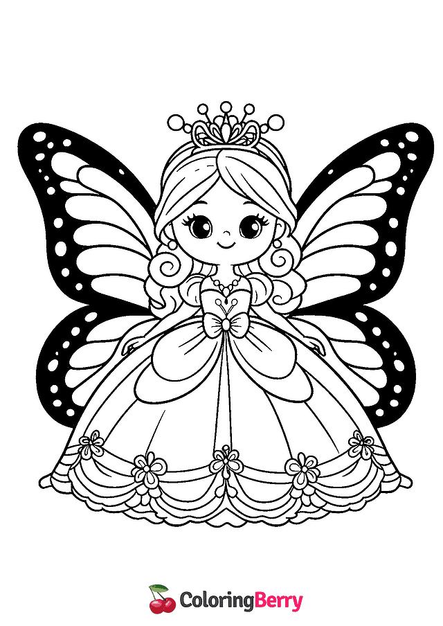 Butterfly Princess Coloring Page