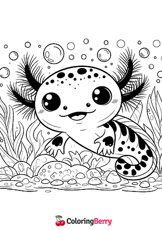 Cartoon Axolotl Coloring Page