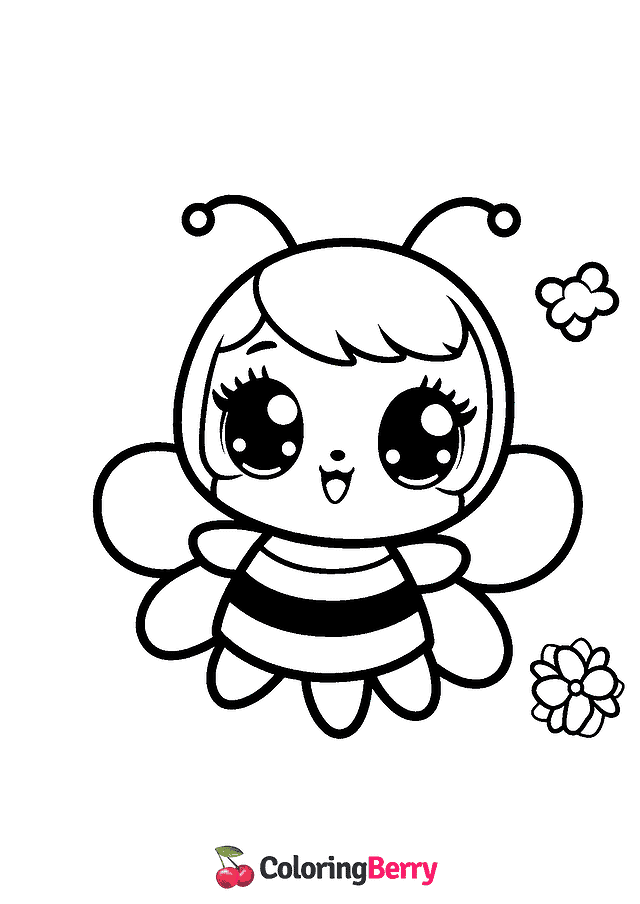 Cartoon Bee Coloring Page