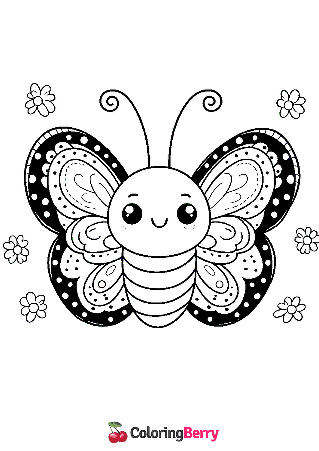 Cartoon Butterfly Coloring Page