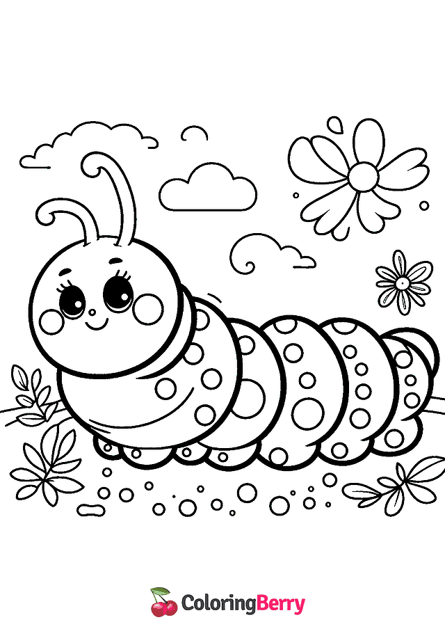 Cartoon Caterpillar Coloring Page