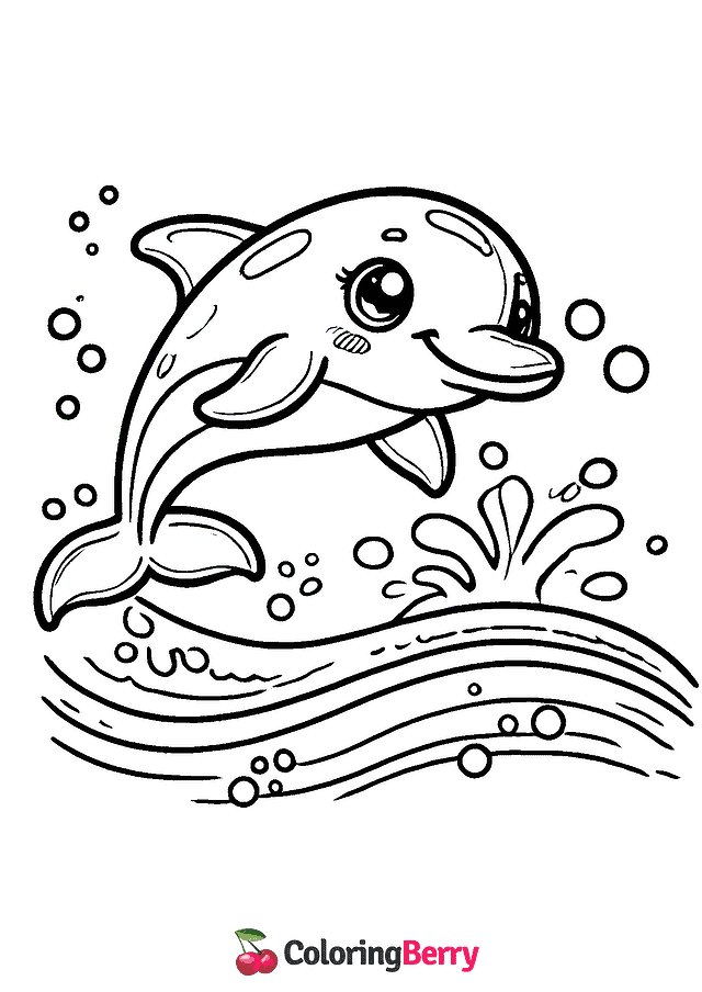 Cartoon Dolphin Coloring Page