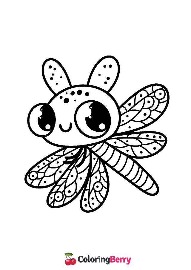 Cartoon Dragonfly Coloring Page