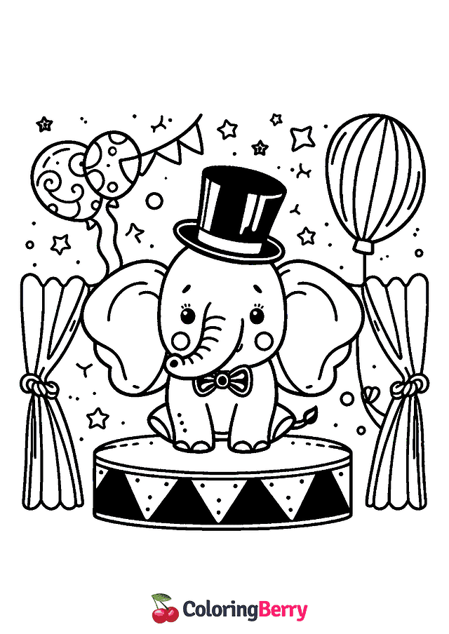 Cartoon Elephant Coloring Page