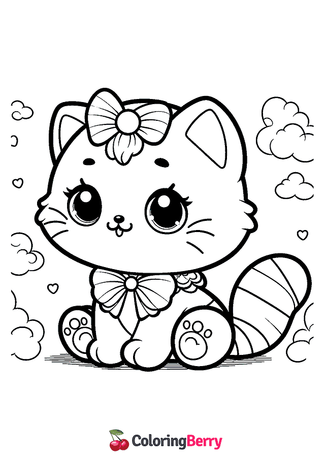 Cartoon Kitty Coloring Page