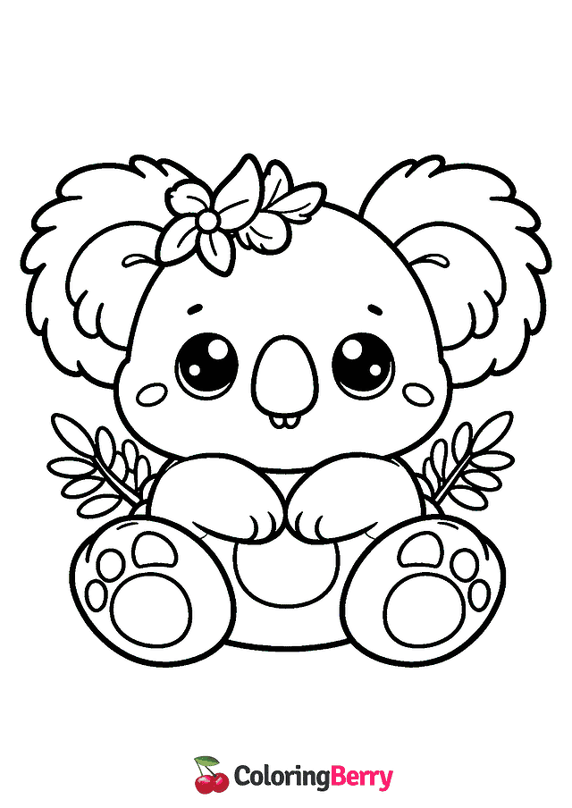 Cartoon Koala Coloring Page