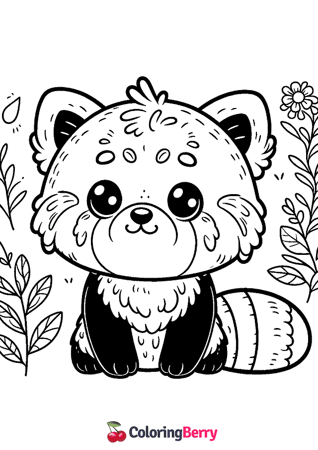 Cartoon Red Panda Coloring Page