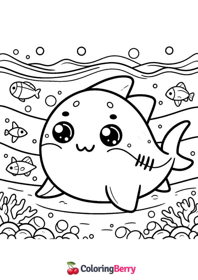 Cartoon Shark Coloring Page