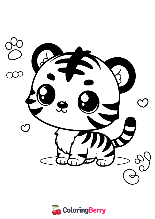 Cartoon Tiger Coloring Page