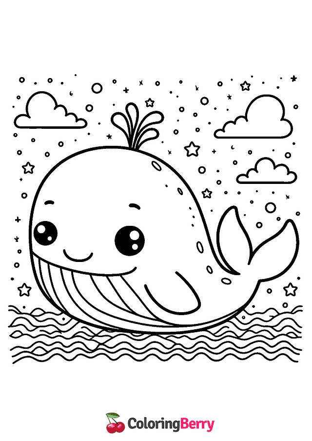 Cartoon Whale Coloring Page