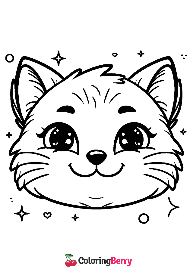 Cat Head Coloring Page