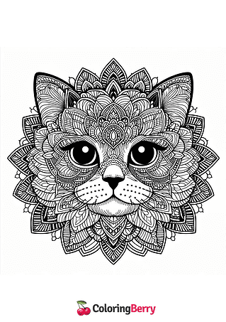Cat Mandala Coloring Page