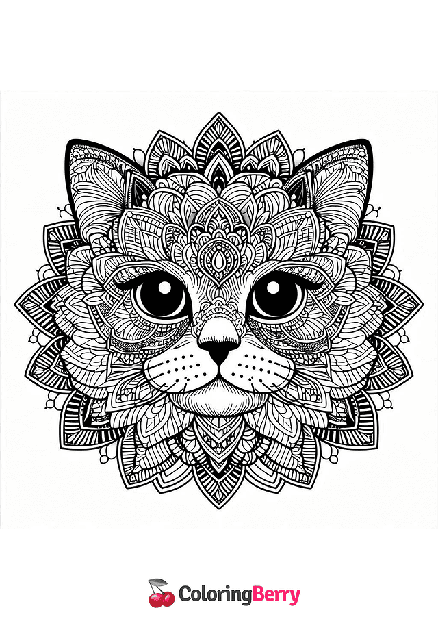 Cat Mandala Coloring Page