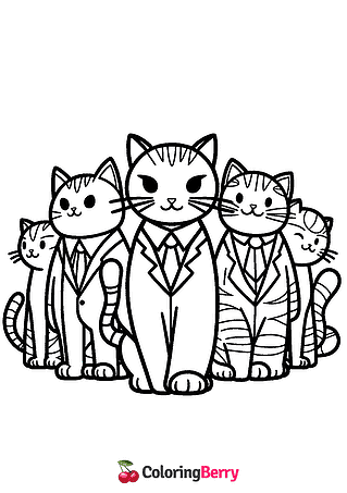 Cat Pack Coloring Page