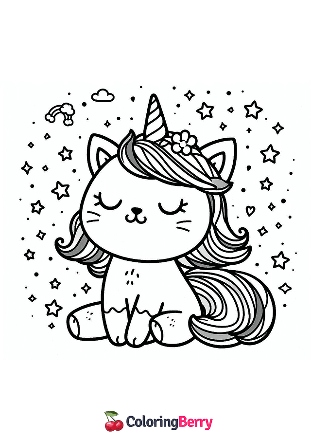 Caticorn Coloring Page