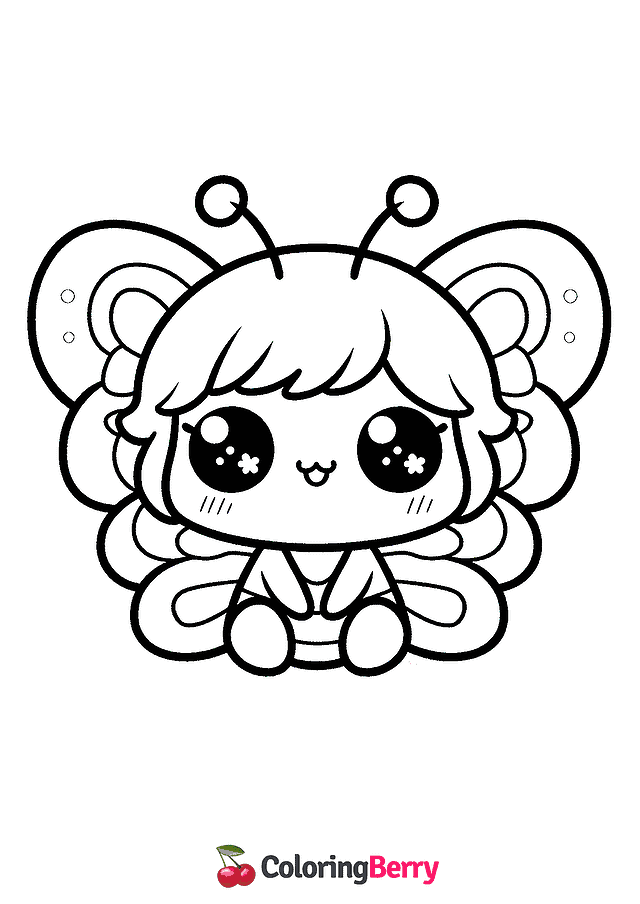 Chibi Butterfly Coloring Page