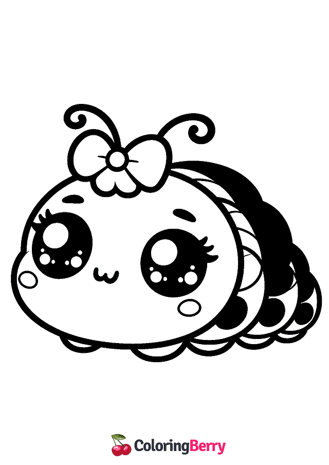 Chibi Caterpillar Coloring Page