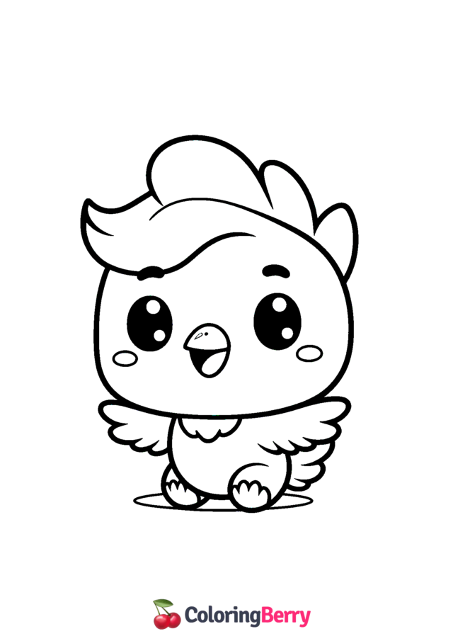 Chibi Chicken Coloring Page