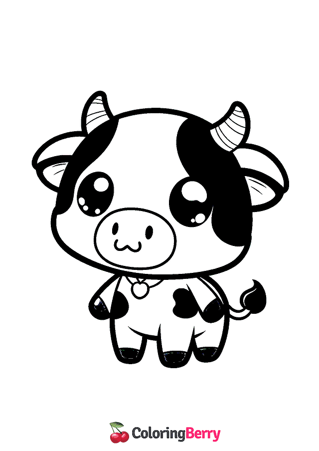 Chibi Cow Coloring Page