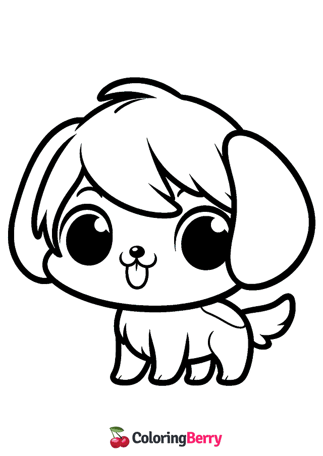 Chibi Dog Coloring Page