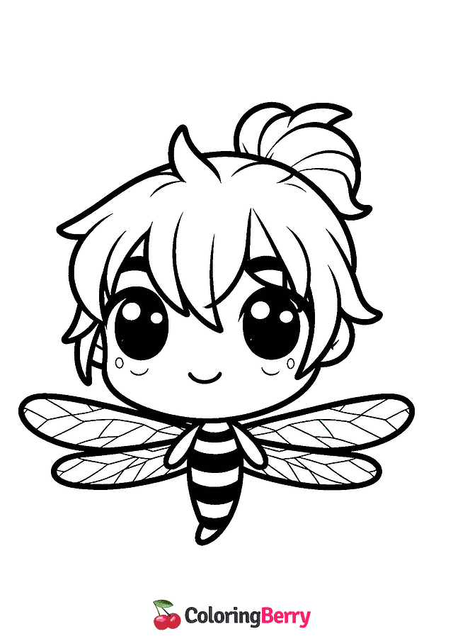 Chibi Dragonfly Coloring Page