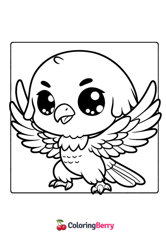 Chibi Eagle Coloring Page