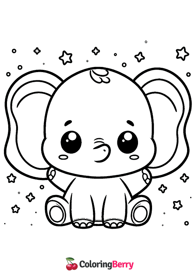 Chibi Elephant Coloring Page