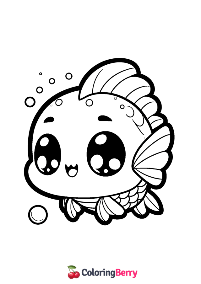 Chibi Fish Coloring Page