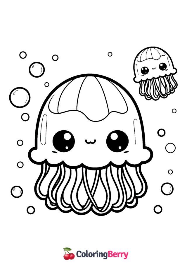 Chibi Jellyfish Coloring Page