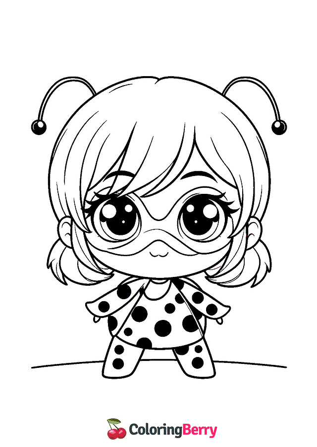 Chibi Ladybug Coloring Page