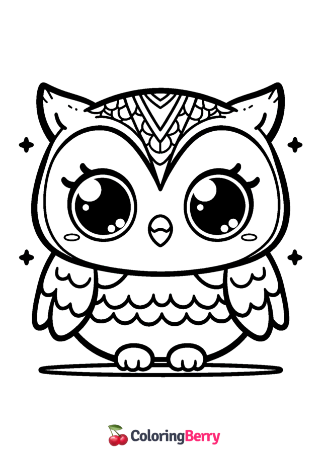 Chibi Owl Coloring Page