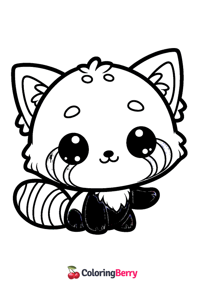 Chibi Red Panda Coloring Page