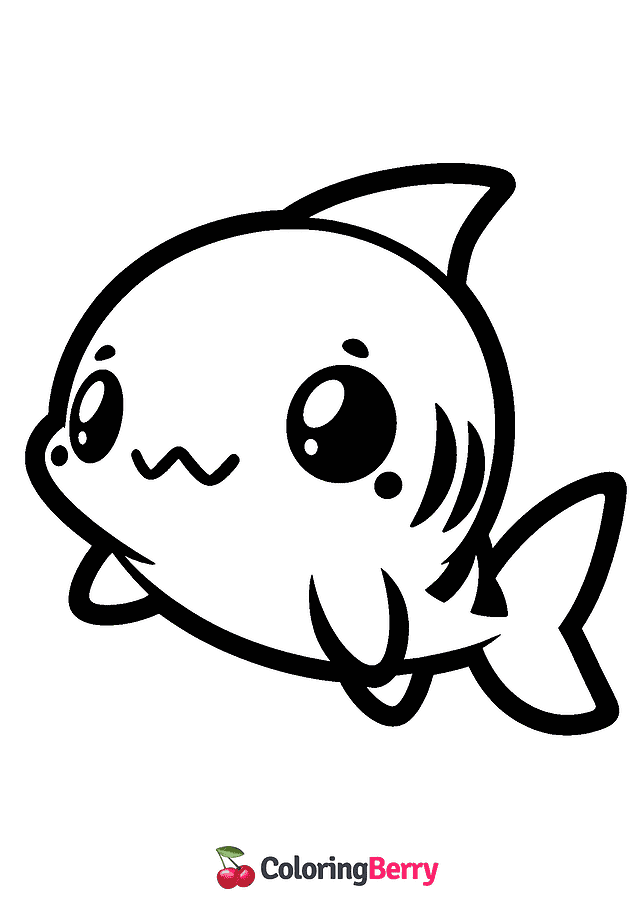 Chibi Shark Coloring Page