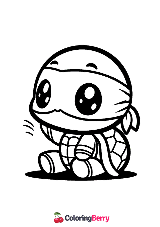 Chibi Turtle Coloring Page