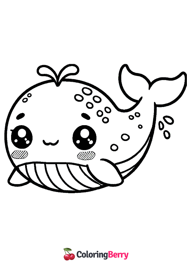 Chibi Whale Coloring Page