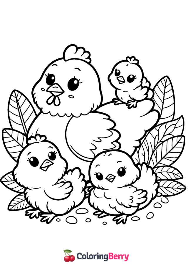 Chickens Coloring Page