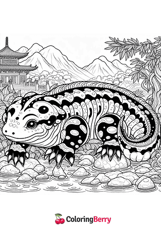 Chinese Giant Salamander Coloring Page