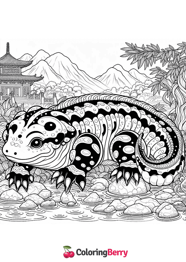 Chinese Giant Salamander Coloring Page