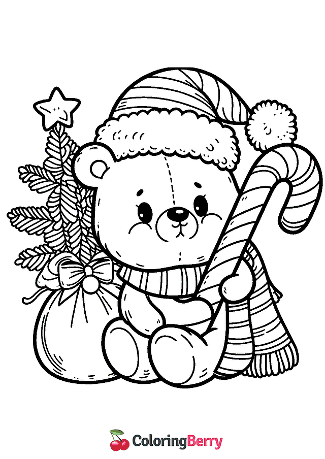 Christmas Bear Coloring Page