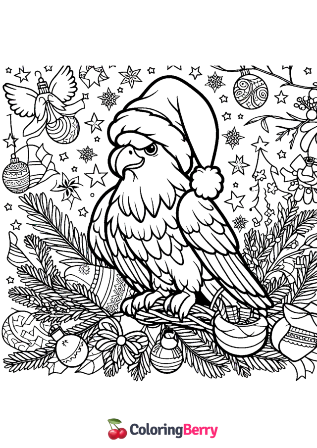 Christmas Eagle Coloring Page