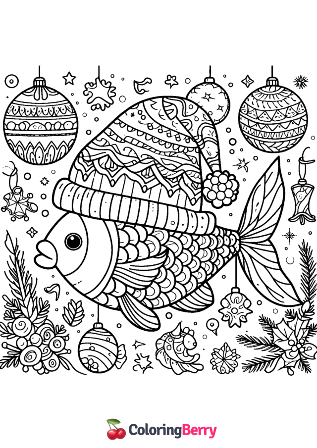 Christmas Fish Coloring Page