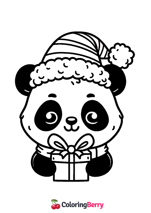 Christmas Panda Coloring Page