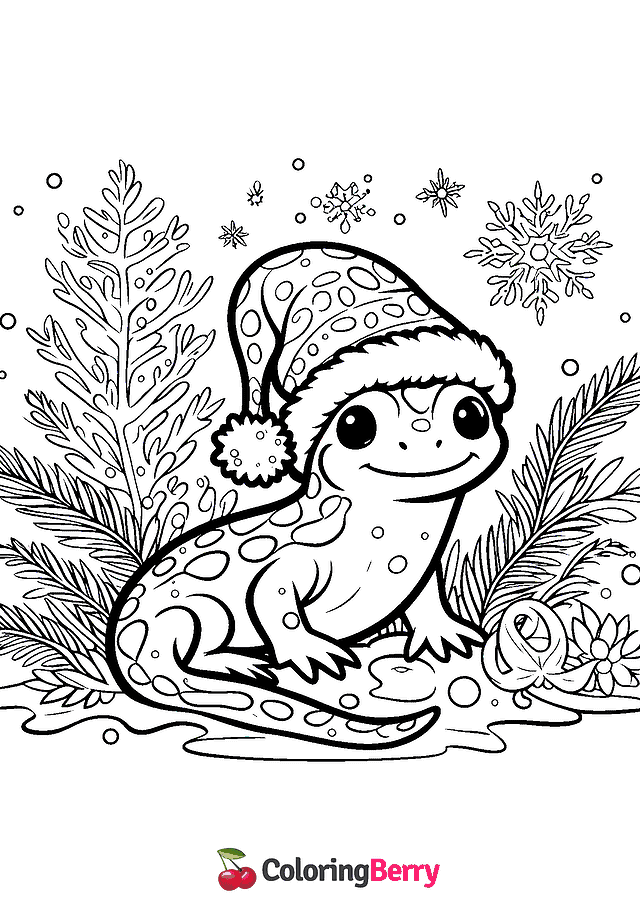 Christmas Salamander Coloring Page