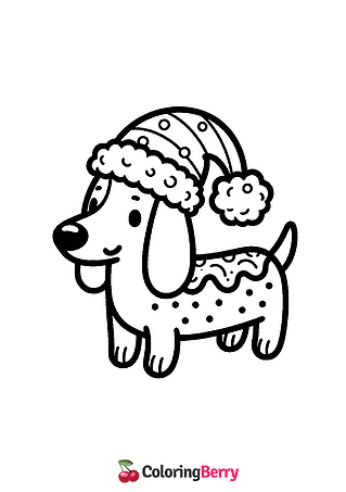 Christmas Sausage Dog Coloring Page