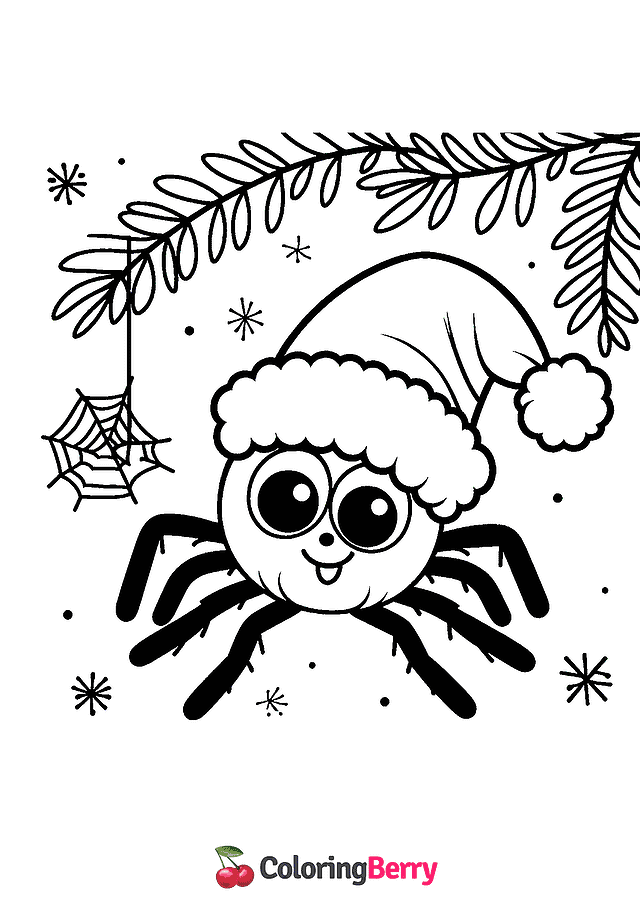 Christmas Spider Coloring Page