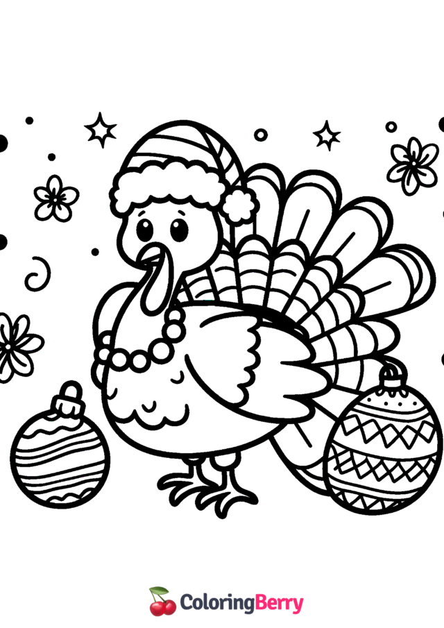 Christmas Turkey Coloring Page