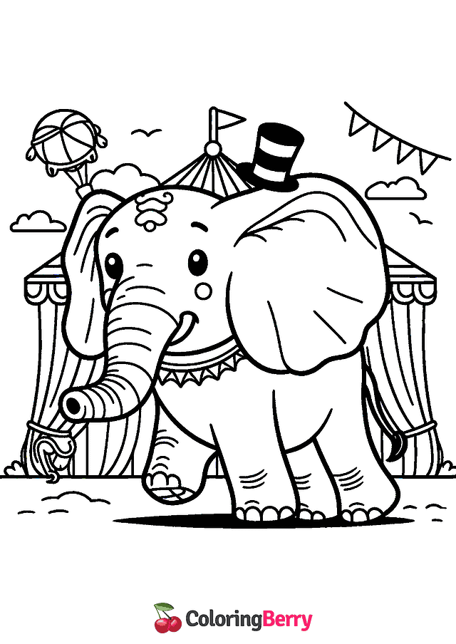 Circus Elephant Coloring Page