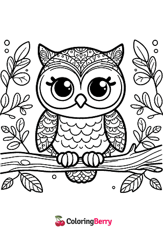 Colored Owl Coloring Page