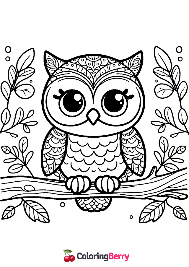 Colored Owl Coloring Page